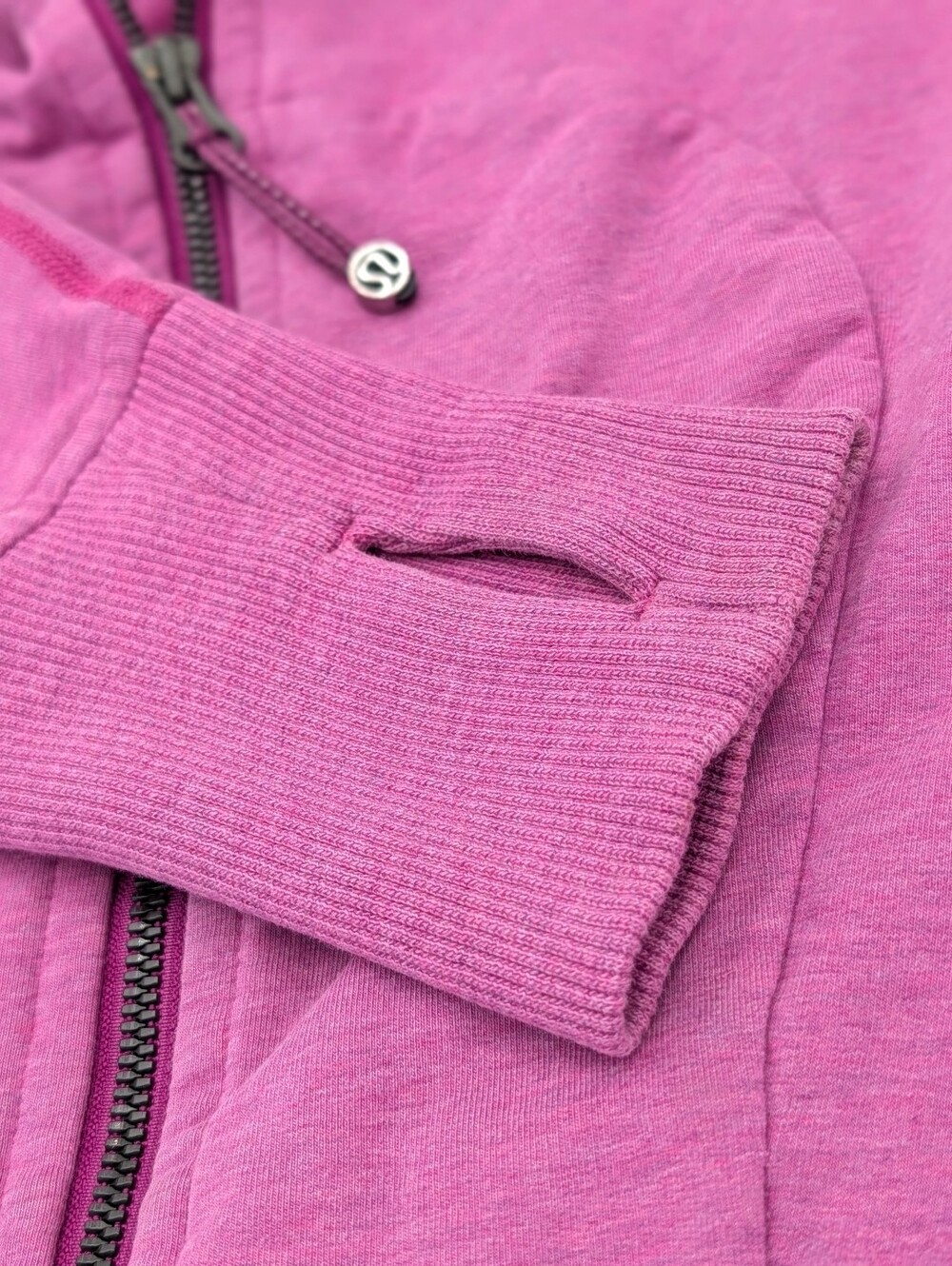 Lululemon Sz 8 Scuba Hoodie Heathered Ultra Violet Full Zip Thumbholes - Picture 5 of 16